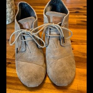 Tan Toms Wedge Bootie